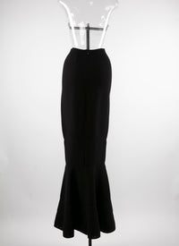 Long fitted skirt with flared hem - Black intense