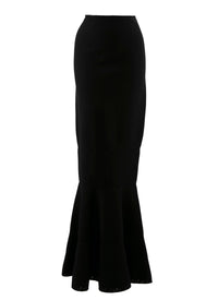 Long fitted skirt with flared hem - Black intense