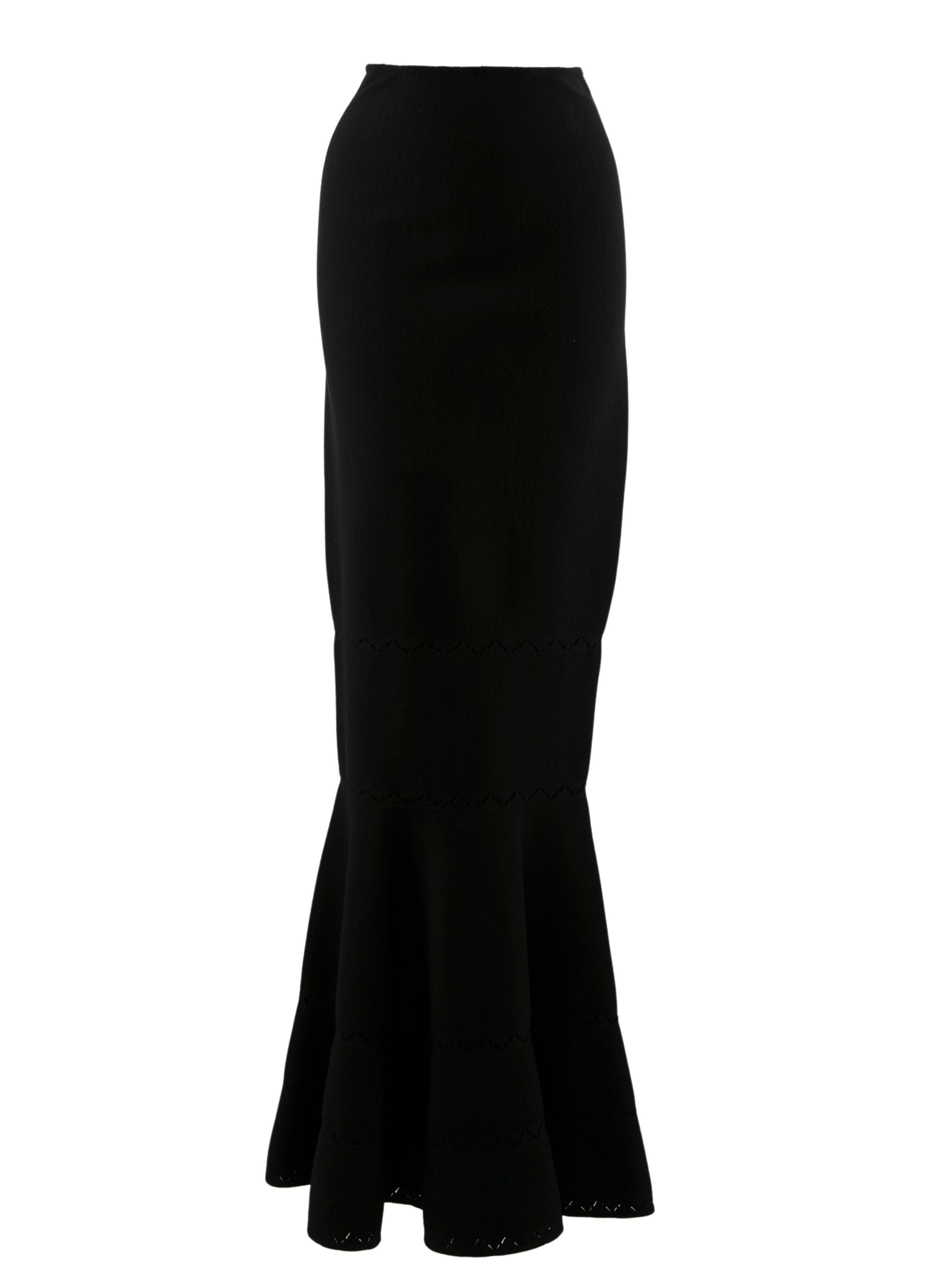 Long fitted skirt with flared hem - Black intense