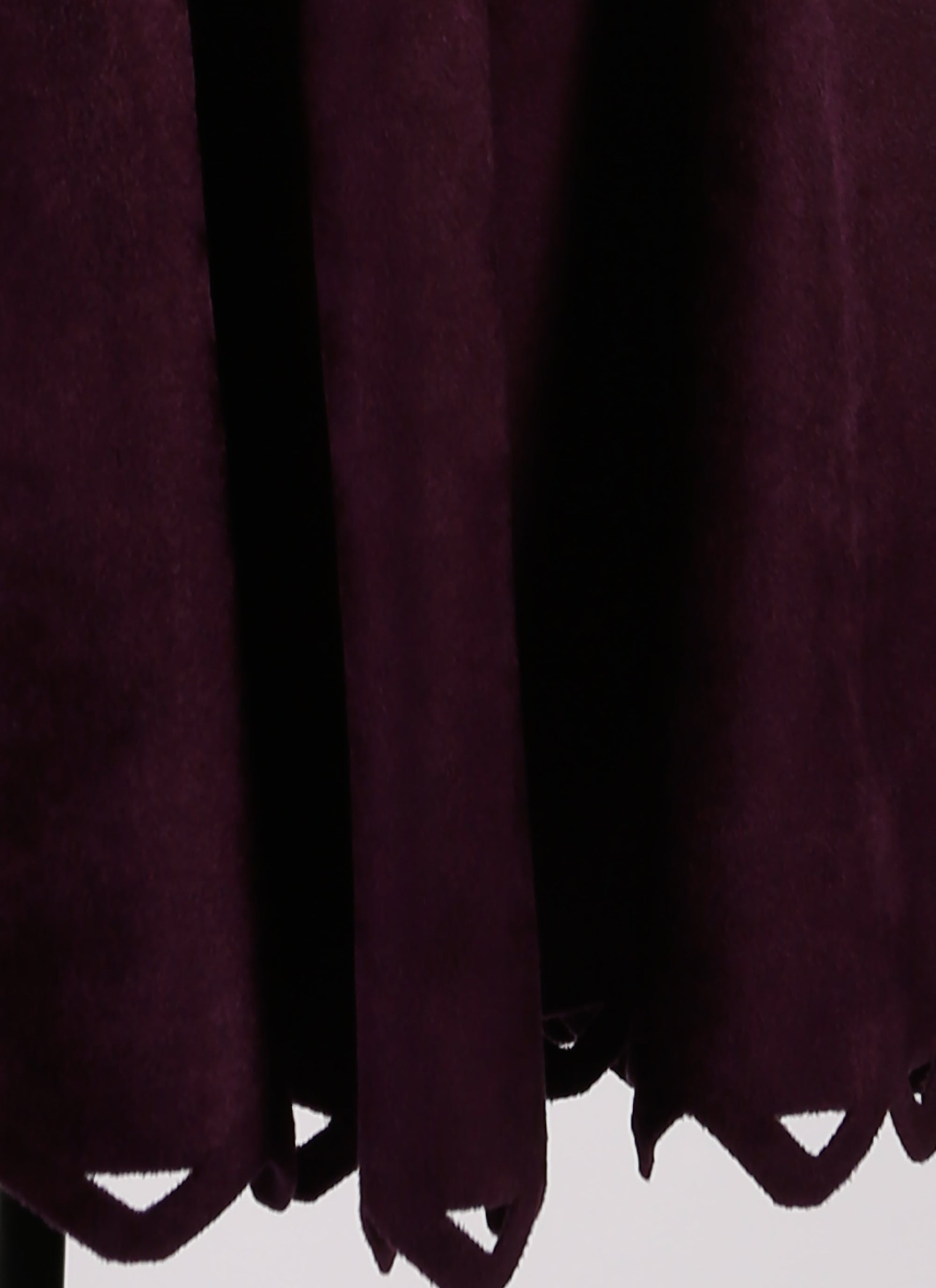 Mid-length skirt in velvet with open hem - Aubergine