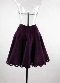 Jupe courte en velours bord ajouré - Violet