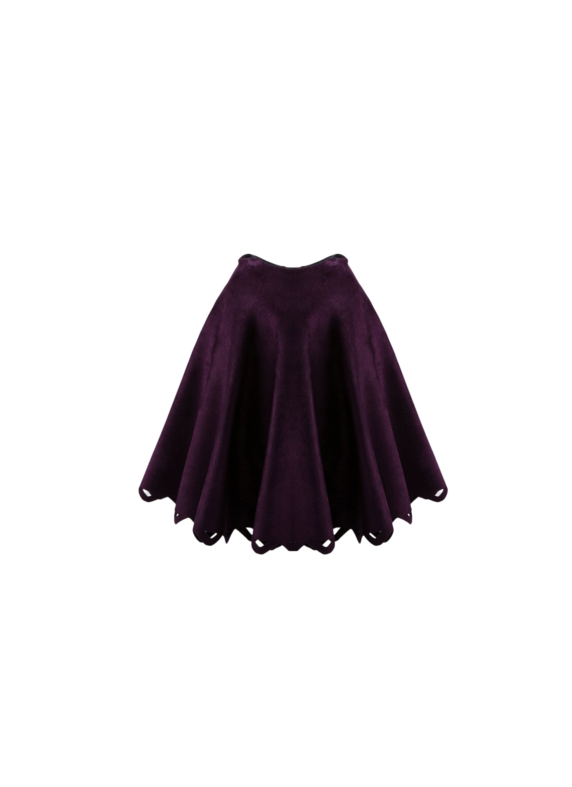 Jupe courte en velours bord ajouré - Violet