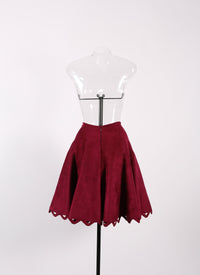 Short skirt in velvet with open hem - Fuchsia Pink