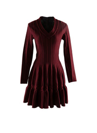 Structured knit dress with defined silhouette - Bordeaux