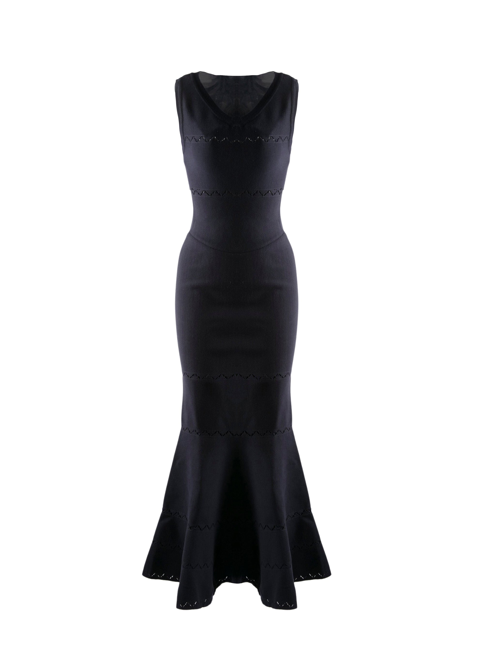 Robe sirène ajourée sans manches - Marine Foncé