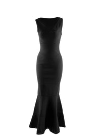 Robe sirène ajourée sans manches - Noir