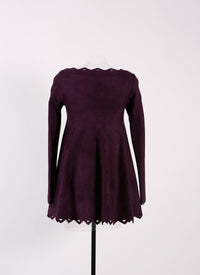 Robe Baby-doll à manches longues Trigone - Aubergine