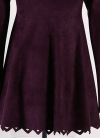 Robe Baby-doll à manches longues Trigone - Aubergine