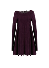 Robe Baby-doll à manches longues Trigone - Aubergine