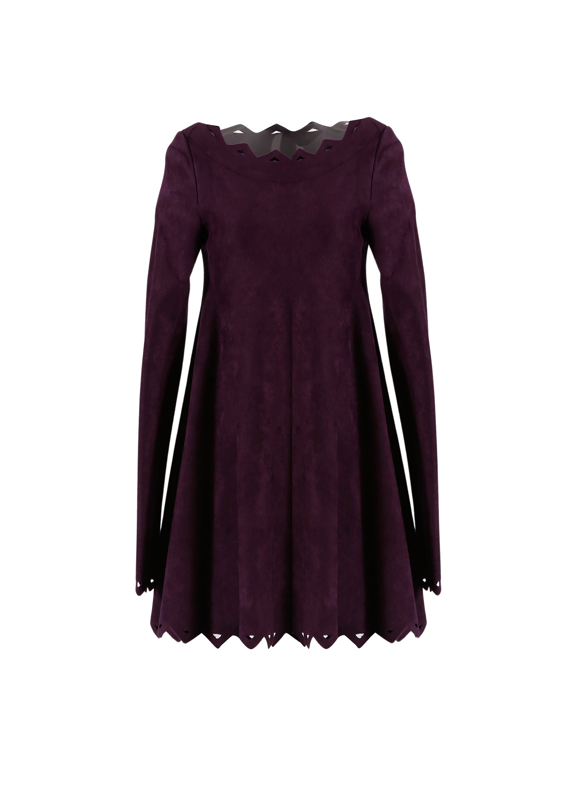 Robe Baby-doll à manches longues Trigone - Aubergine