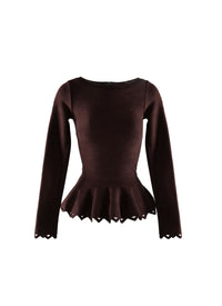 Pull à manches longues Trigone en maille - Marron Moyen