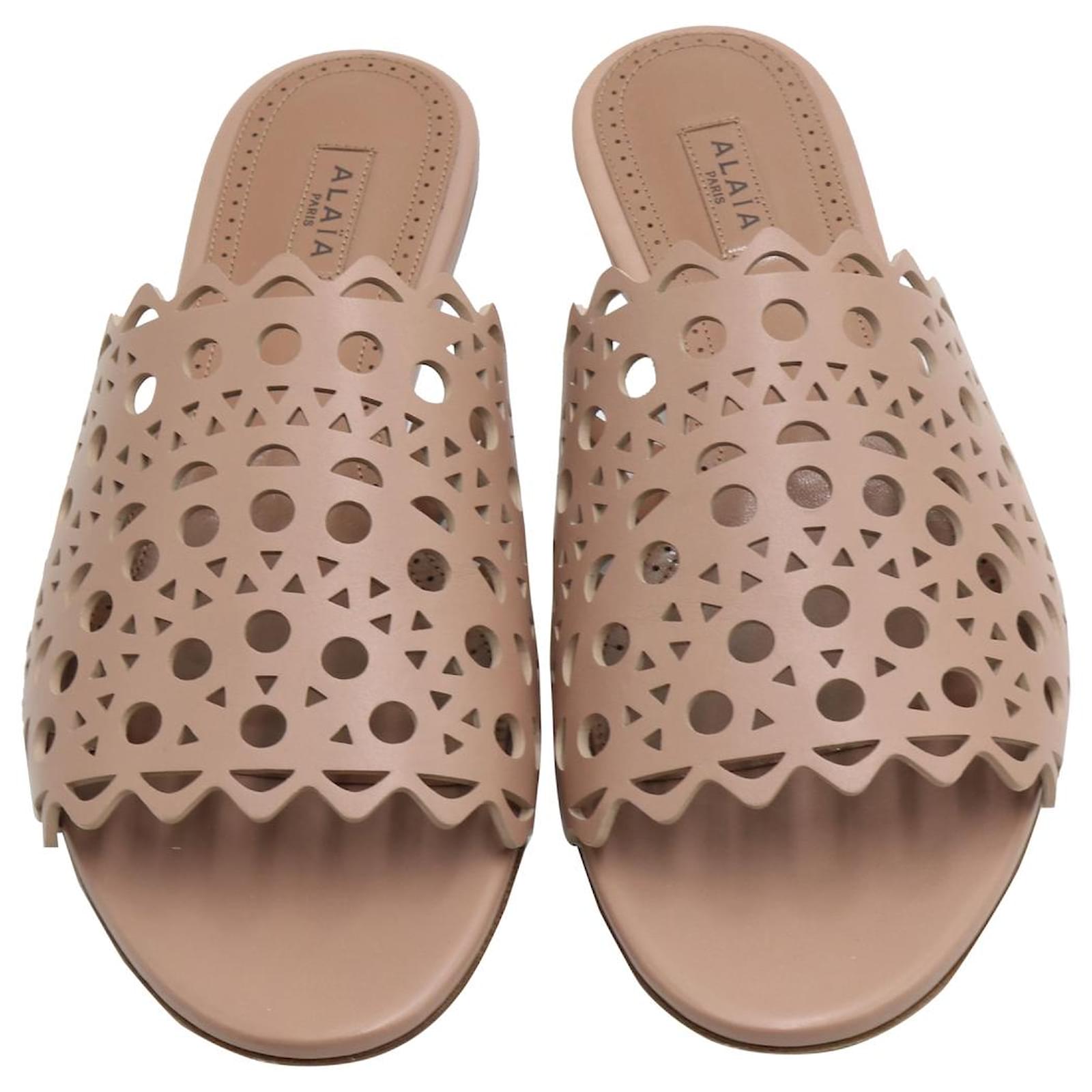 Mules plates Vienne en cuir - Chair