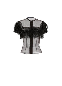 Chemise sans manches en tulle - Noir