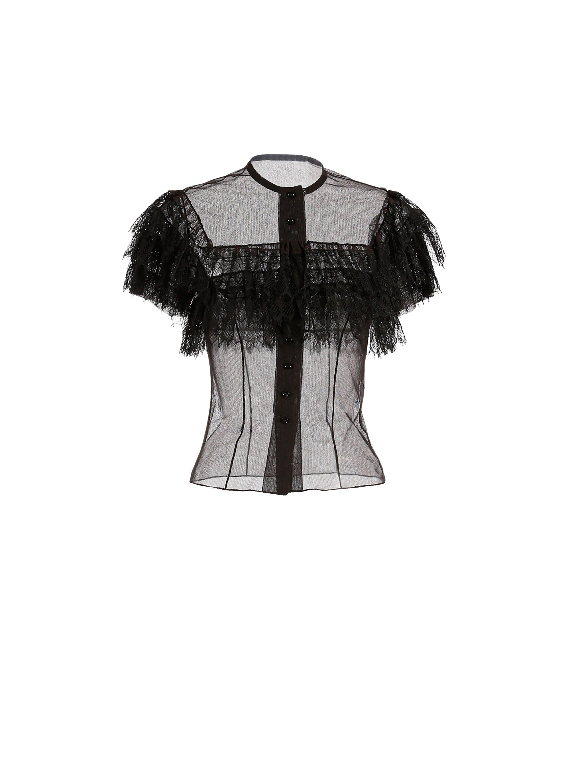 Chemise sans manches en tulle - Noir