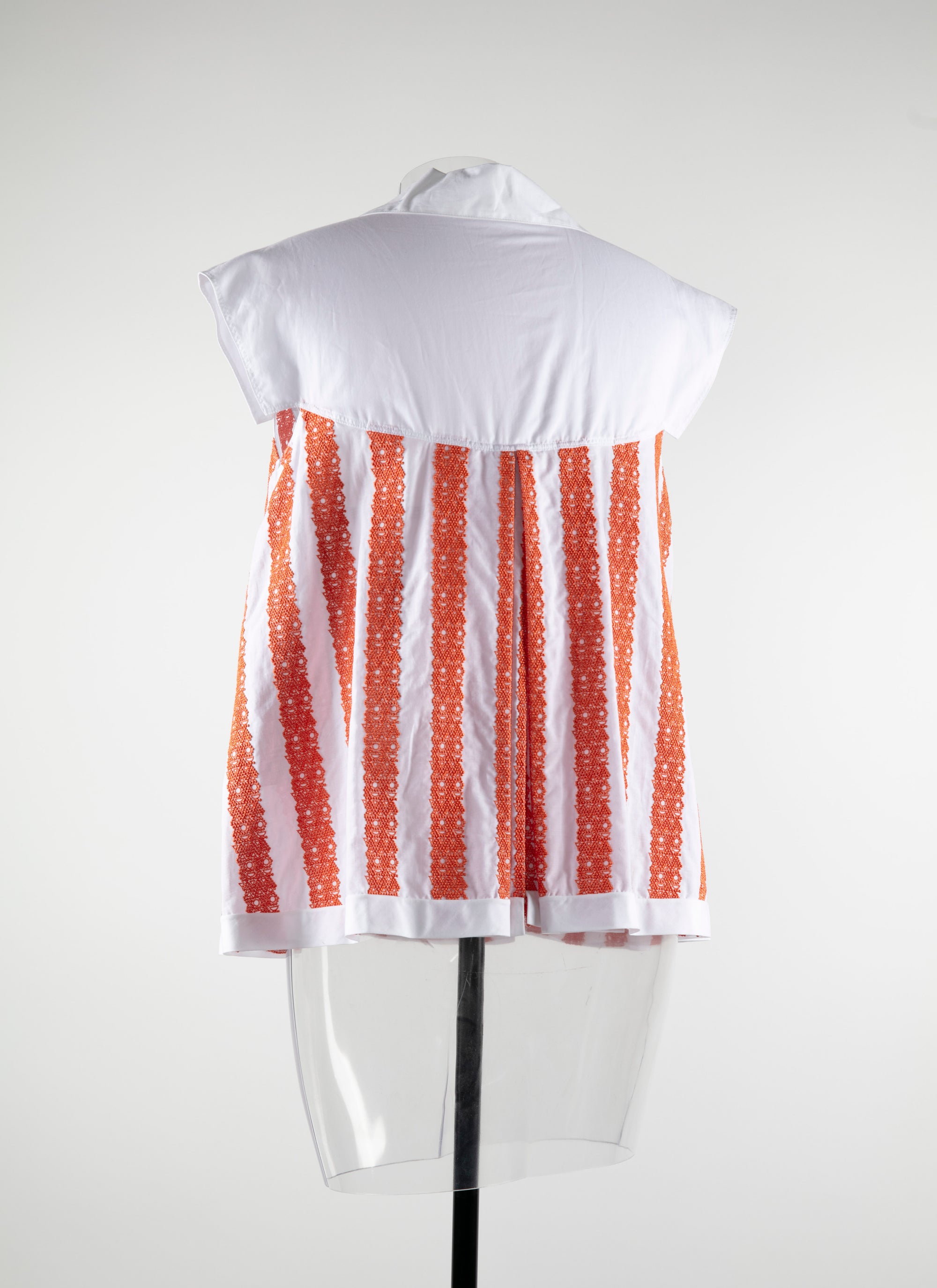 Chemise à manches courtes "Art Déco" - Blanc & Orange