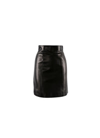 Jupe courte en cuir avec détail couture - Noir intense
