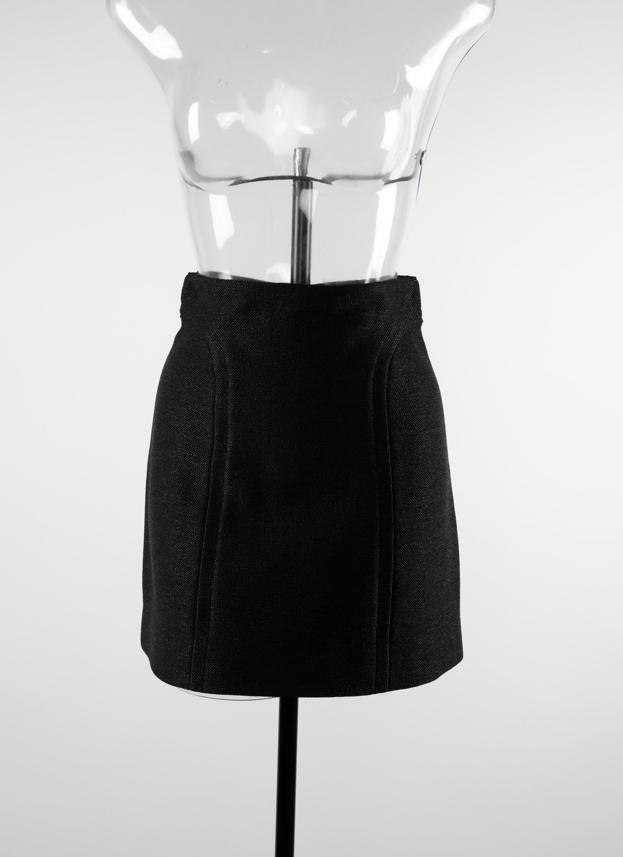 Mini-jupe unie avec détail couture - Noir intense