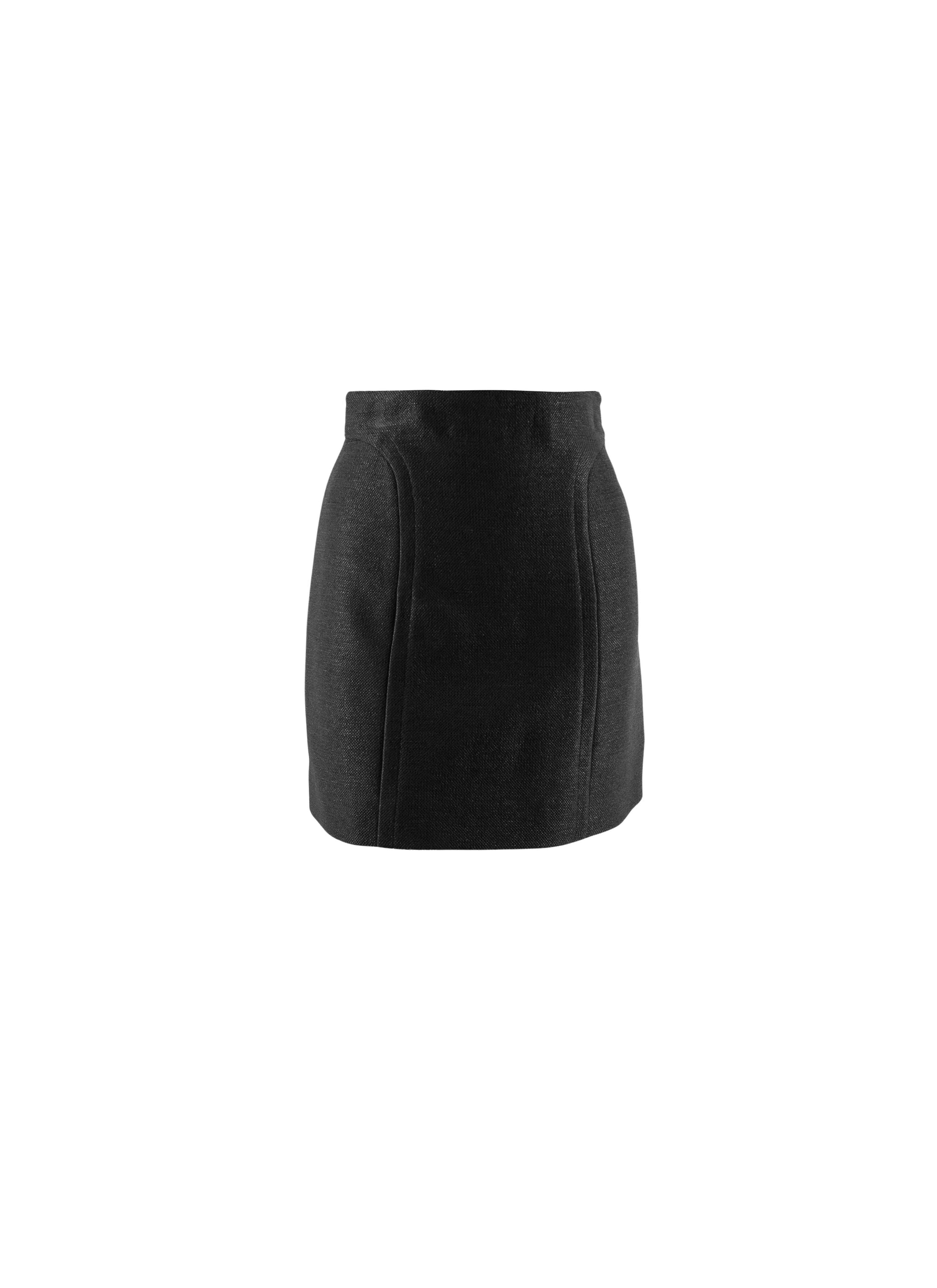 Plain mini skirt with seam detail - Black intense