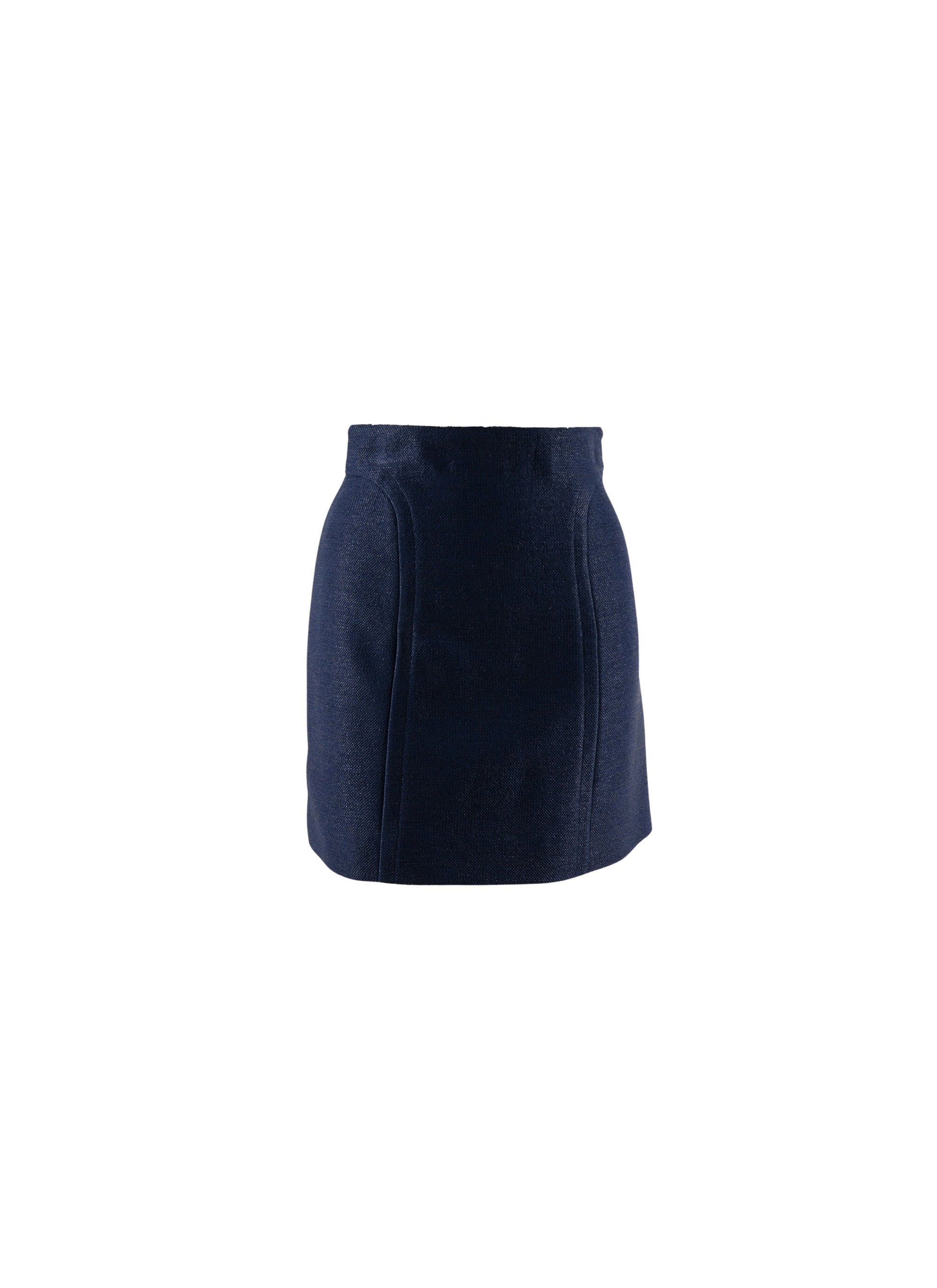 Plain mini skirt with seam detail - Cobalt