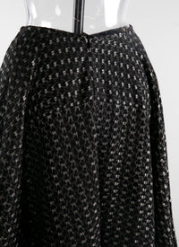Jupe plissée asymétrique à motifs - Noir & Argent