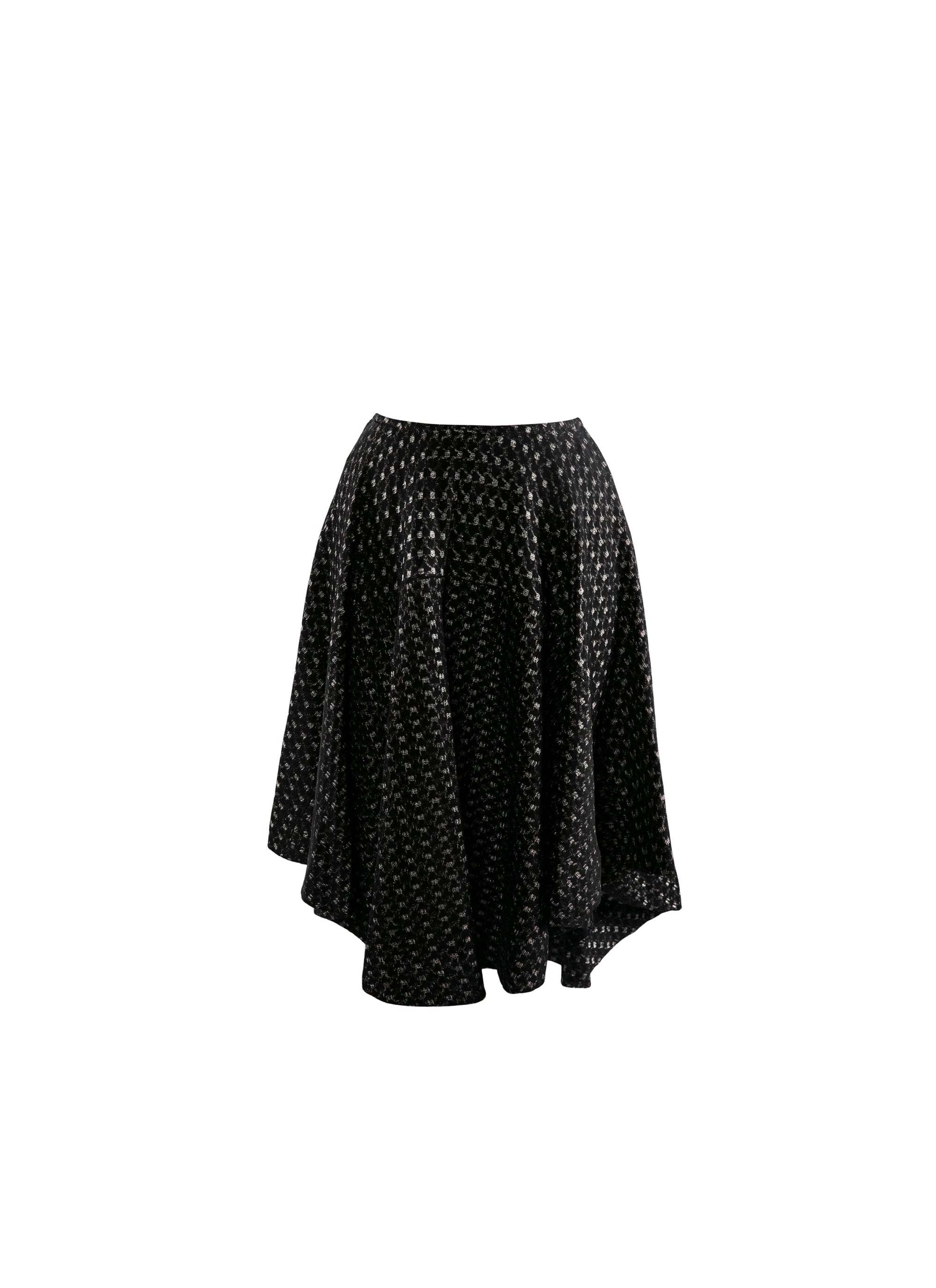 Jupe plissée asymétrique à motifs - Noir & Argent