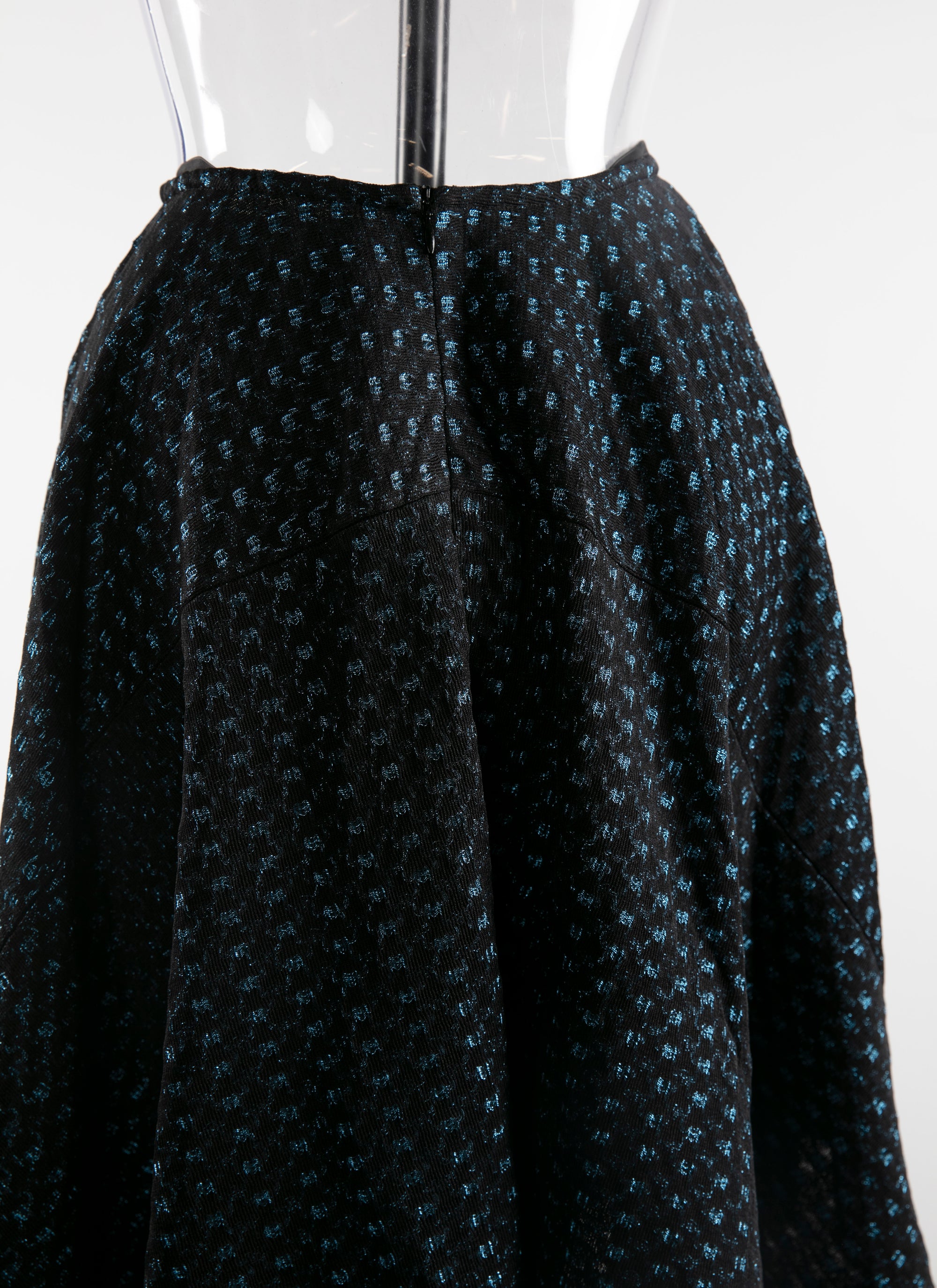 Jupe plissée asymétrique à motifs - Noir & Bleu