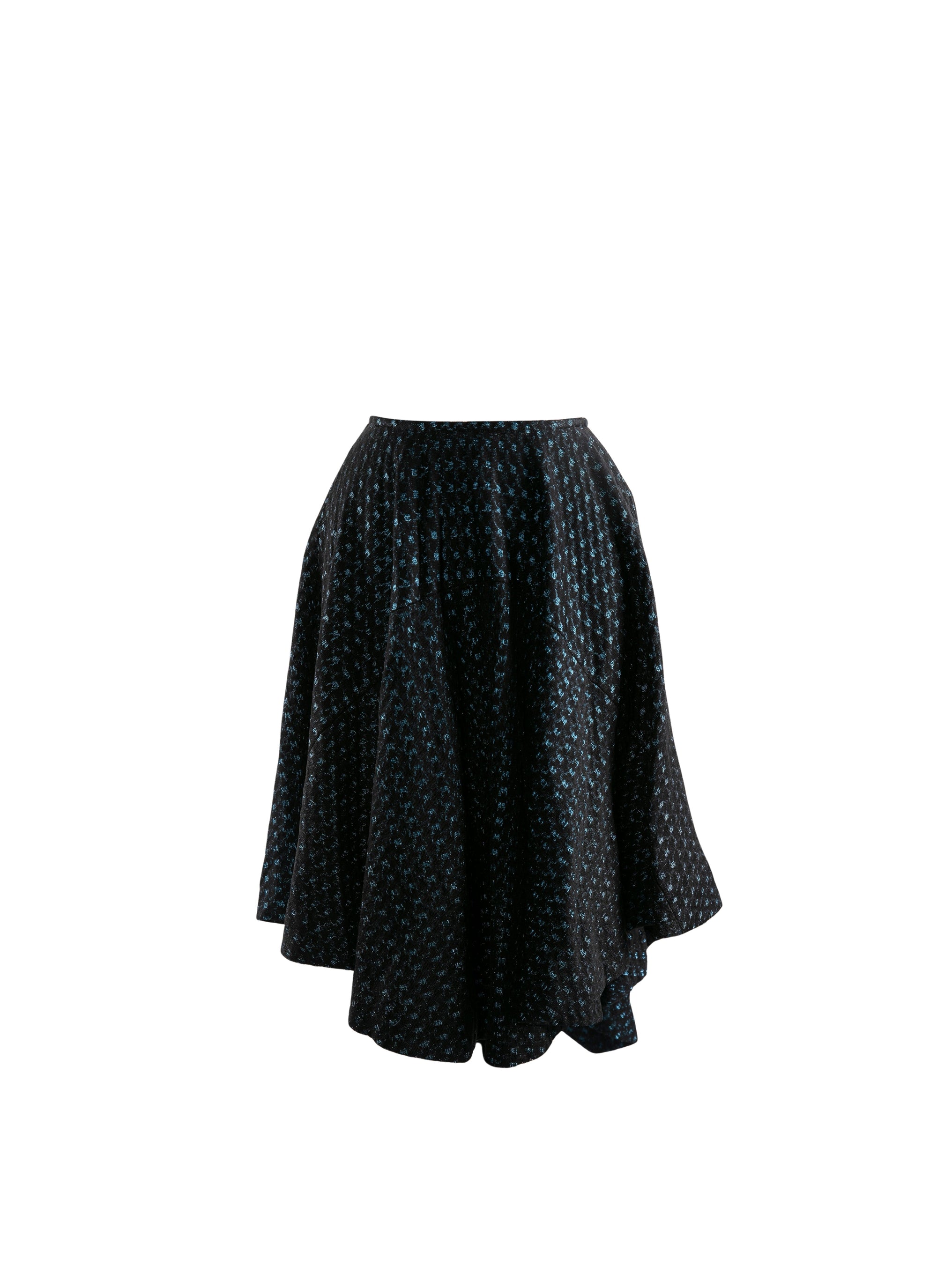 Jupe plissée asymétrique à motifs - Noir & Bleu