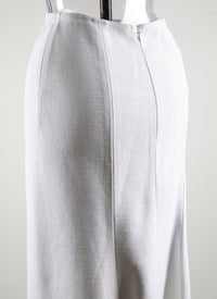 Fitted plain long skirt - White