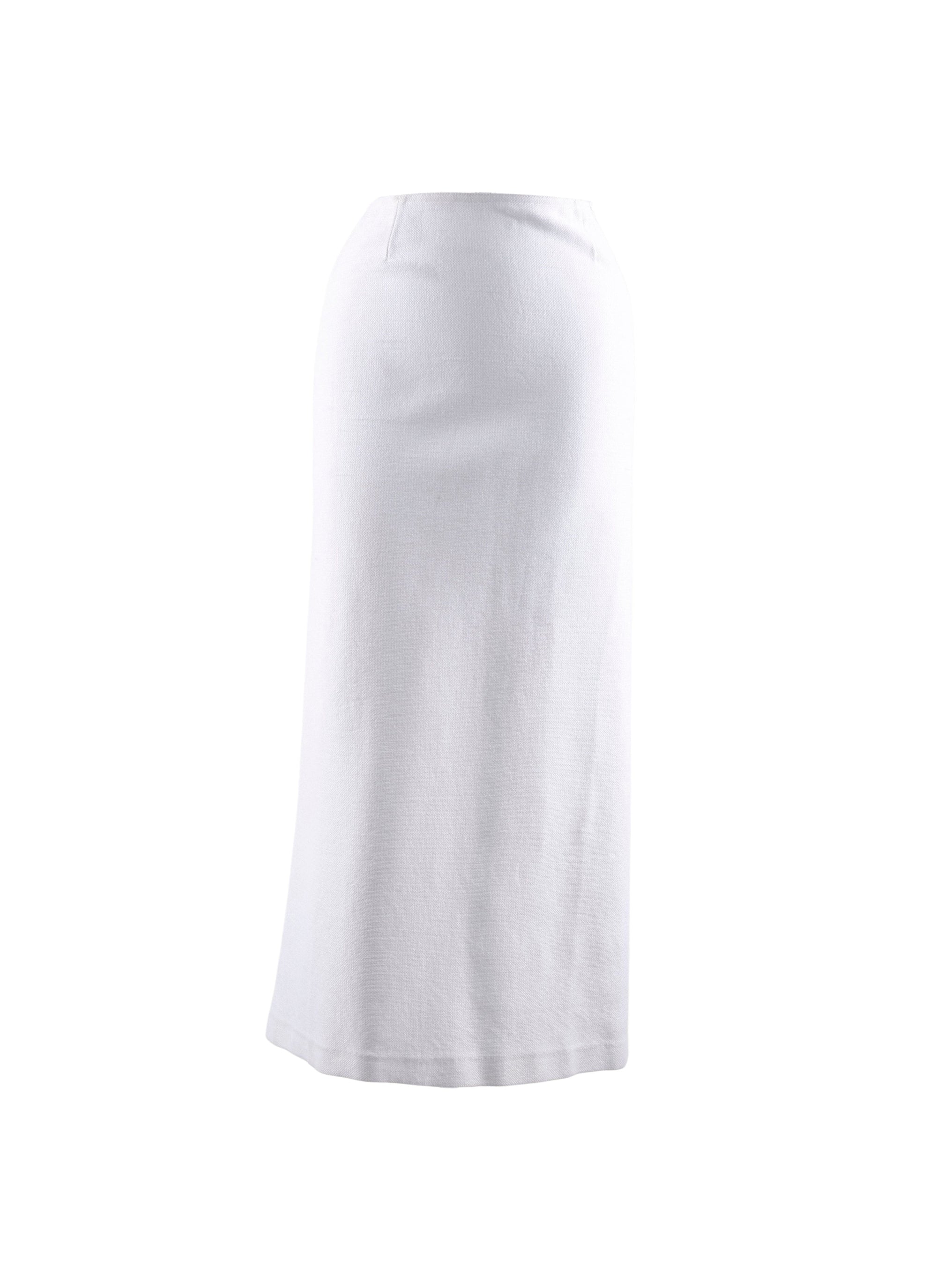 Fitted plain long skirt - White