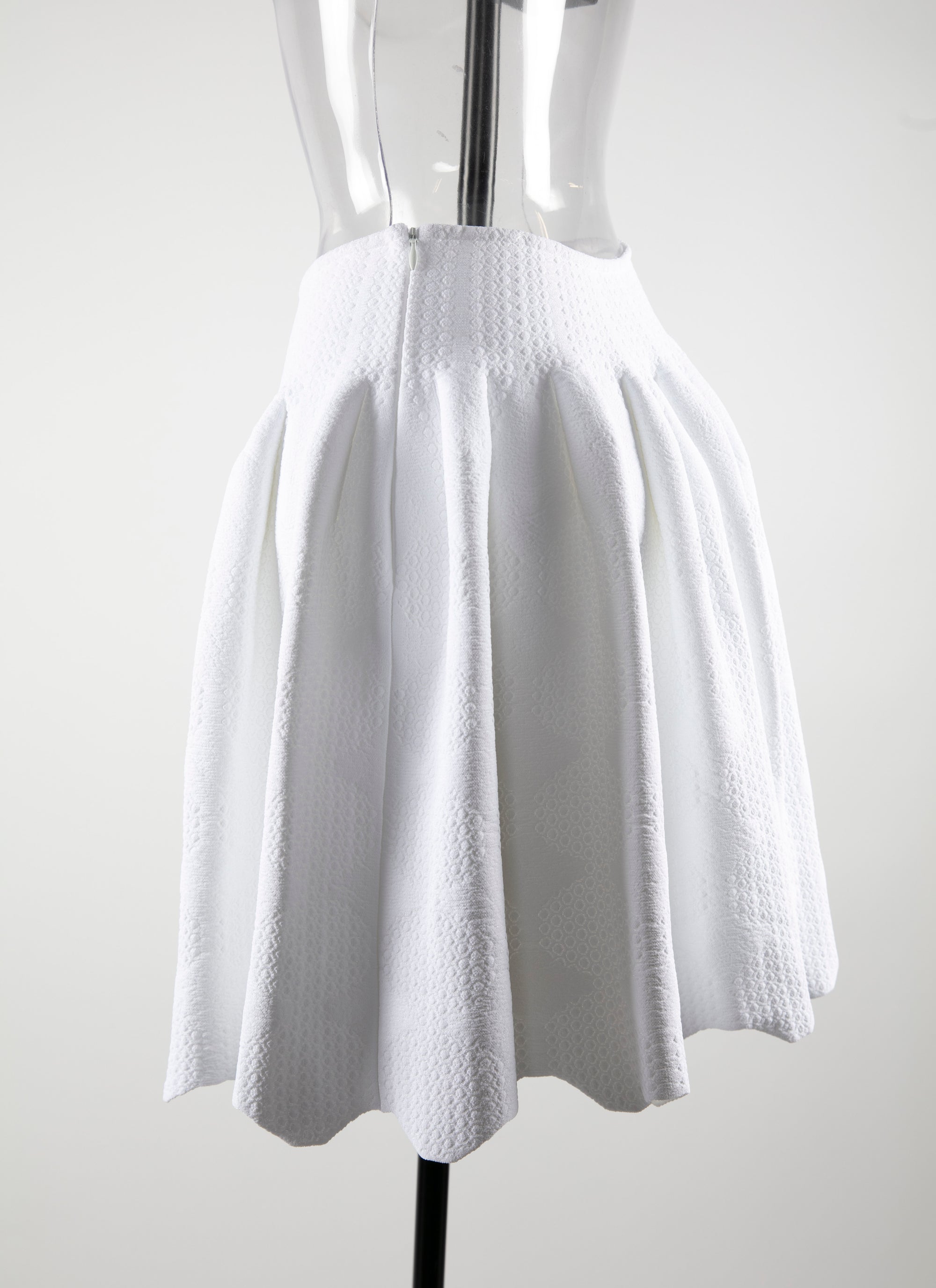 Jupe courte patineuse texturée - Blanc