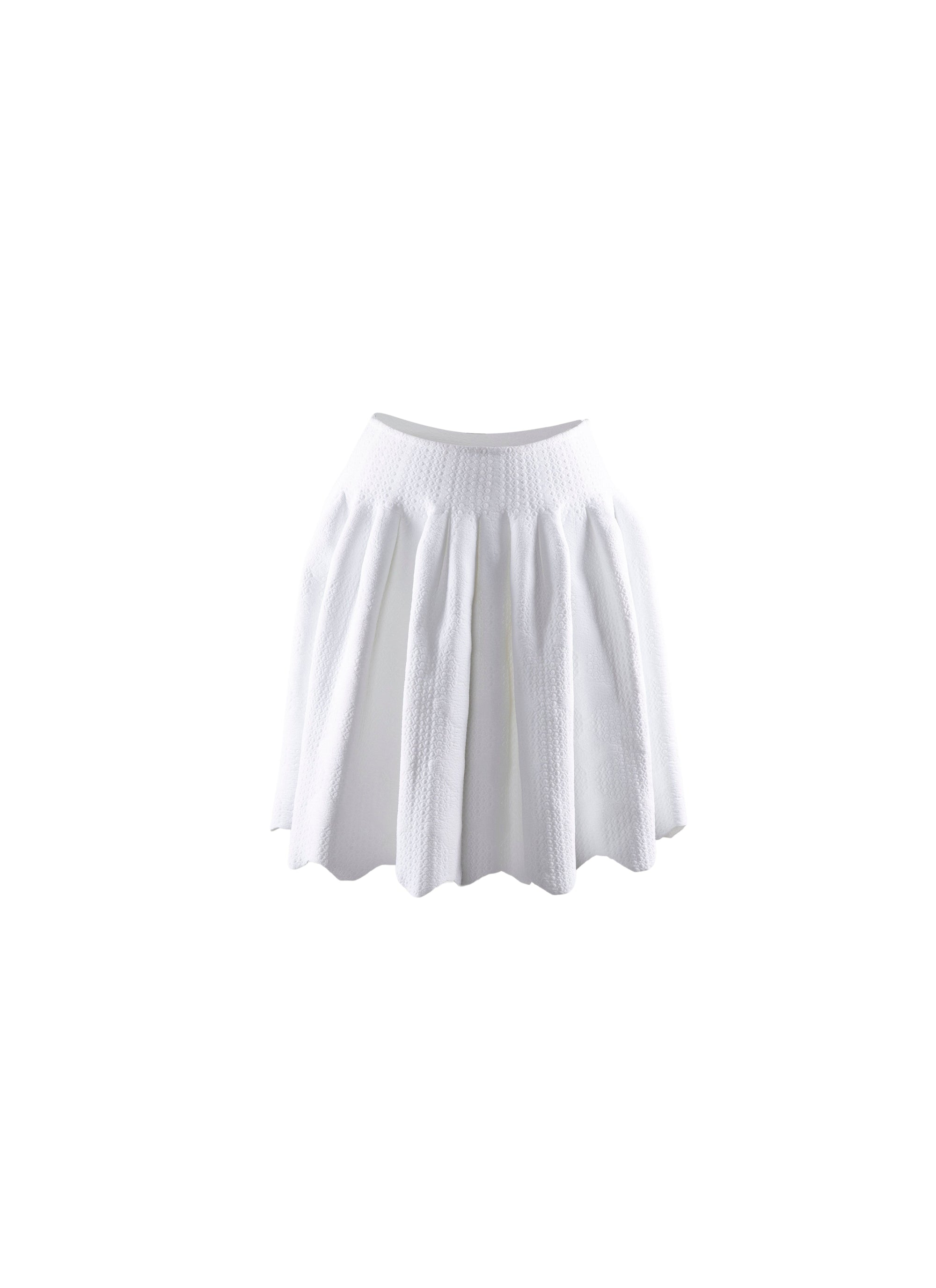 Jupe courte patineuse texturée - Blanc