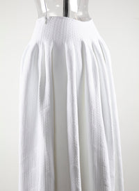 Textured midi skirt with fitted waist - White