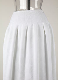 Textured midi skirt with fitted waist - White