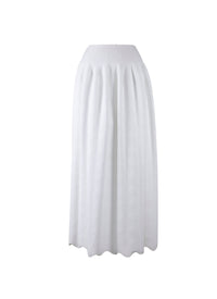 Textured midi skirt with fitted waist - White