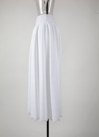 Textured midi skirt with fitted waist - White