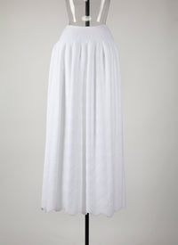 Textured midi skirt with fitted waist - White