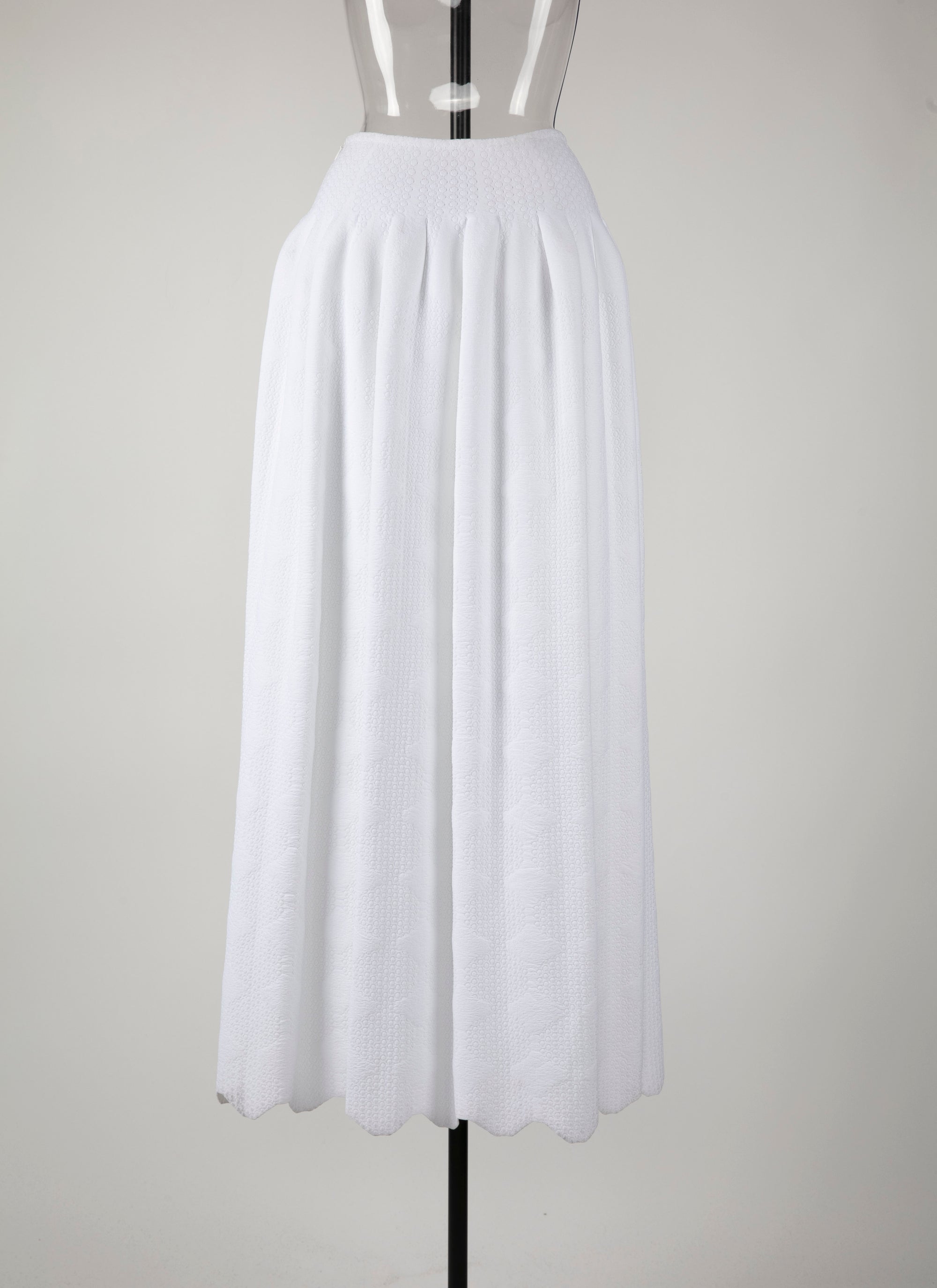 Textured midi skirt with fitted waist - White
