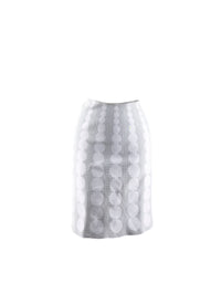 Mid-length skirt with contrasting geometric details - Sky & White