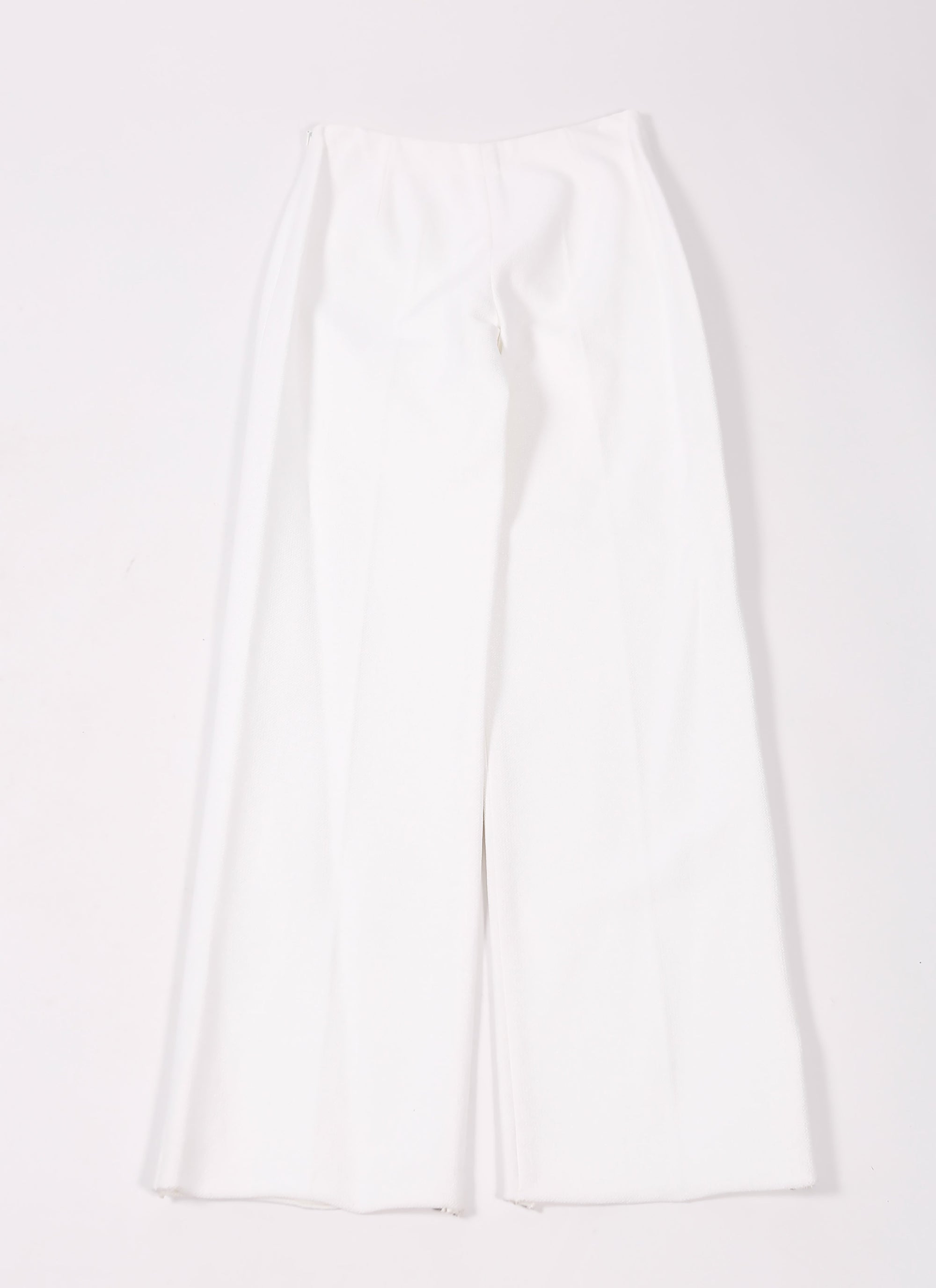 Wide-leg trousers in raffia - White