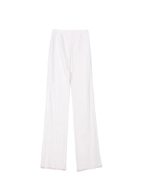Wide-leg trousers in raffia - White