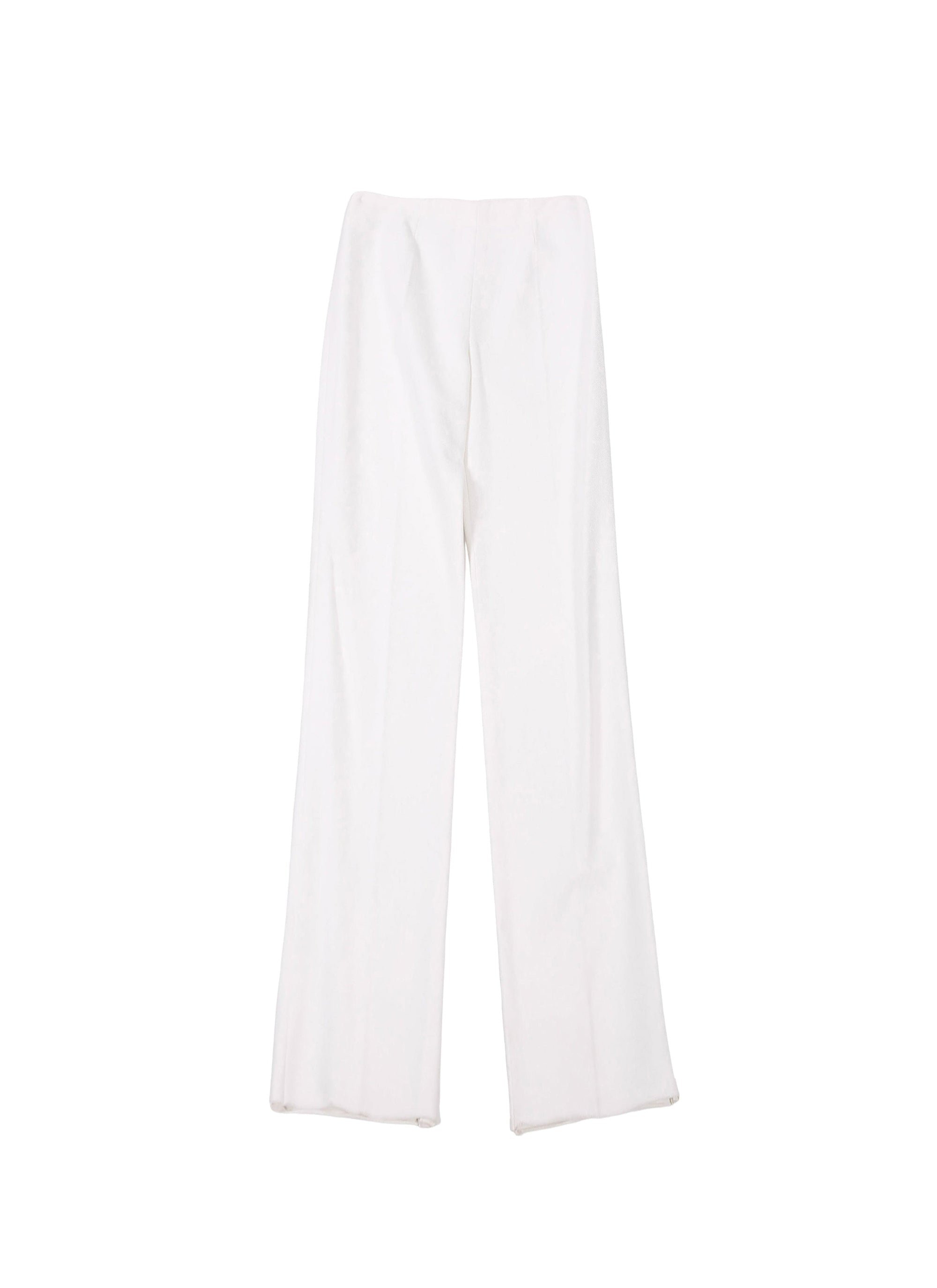 Wide-leg trousers in raffia - White