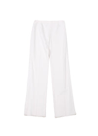 Pantalon à coupe large en rafia - Blanc