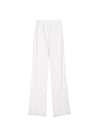 Wide-leg trousers in raffia - White
