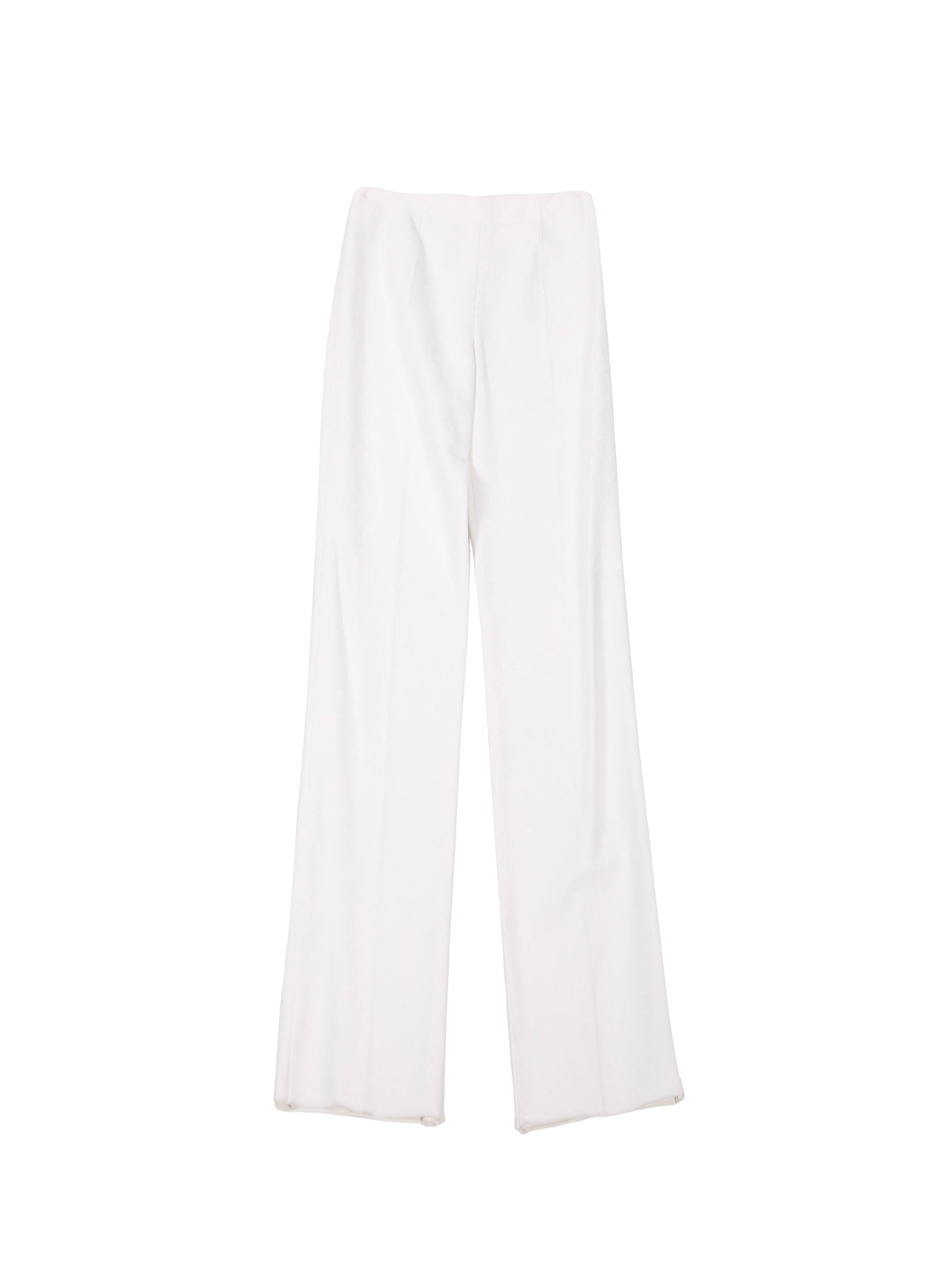 Wide-leg trousers in raffia - White