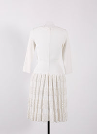 Marquises knitted dress with 3/4 sleeves - White