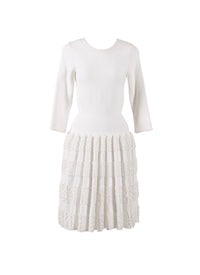 Marquises knitted dress with 3/4 sleeves - White