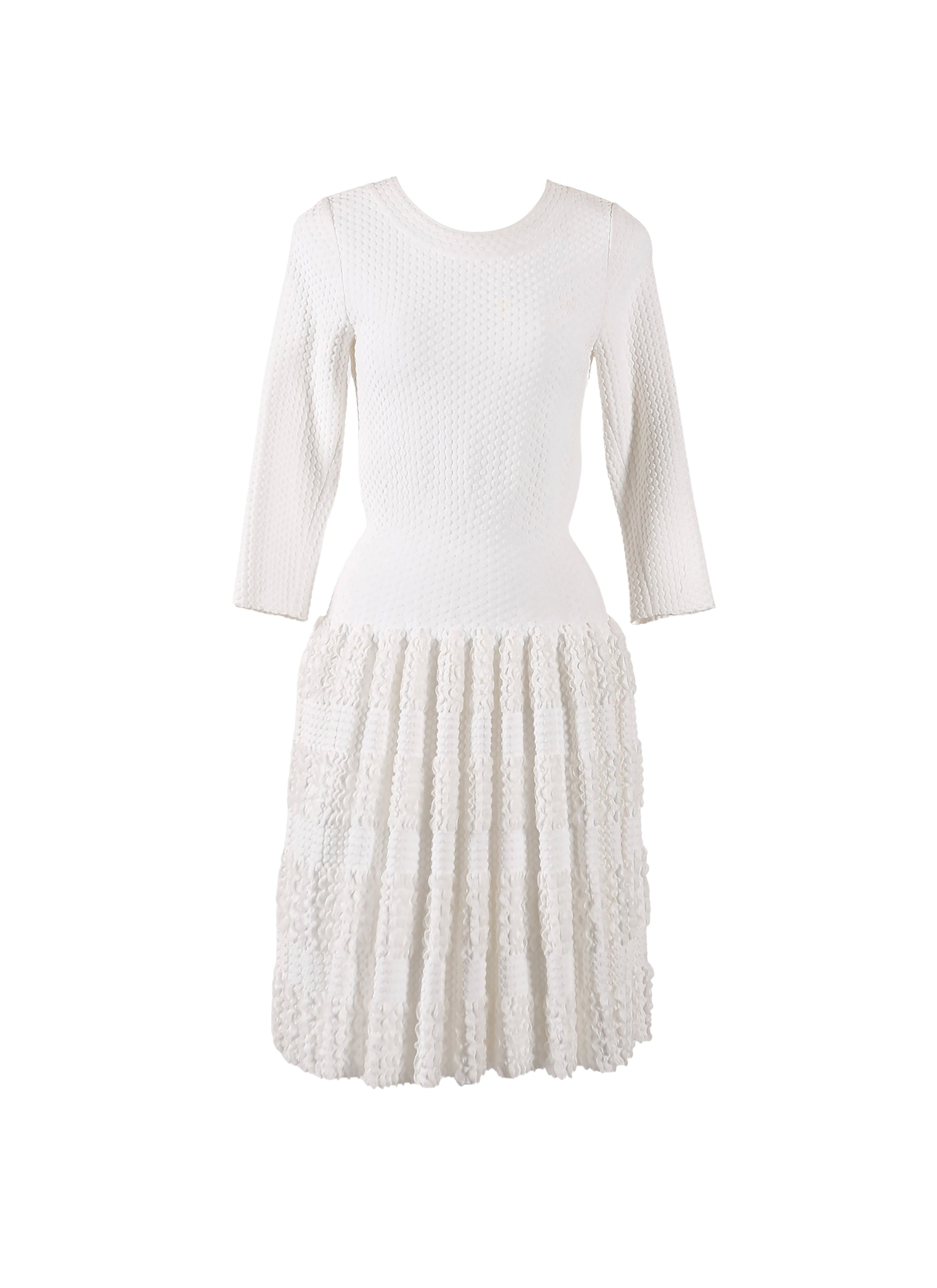 Marquises knitted dress with 3/4 sleeves - White