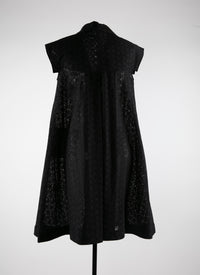 Short-sleeved lace shirt dress - Black intense
