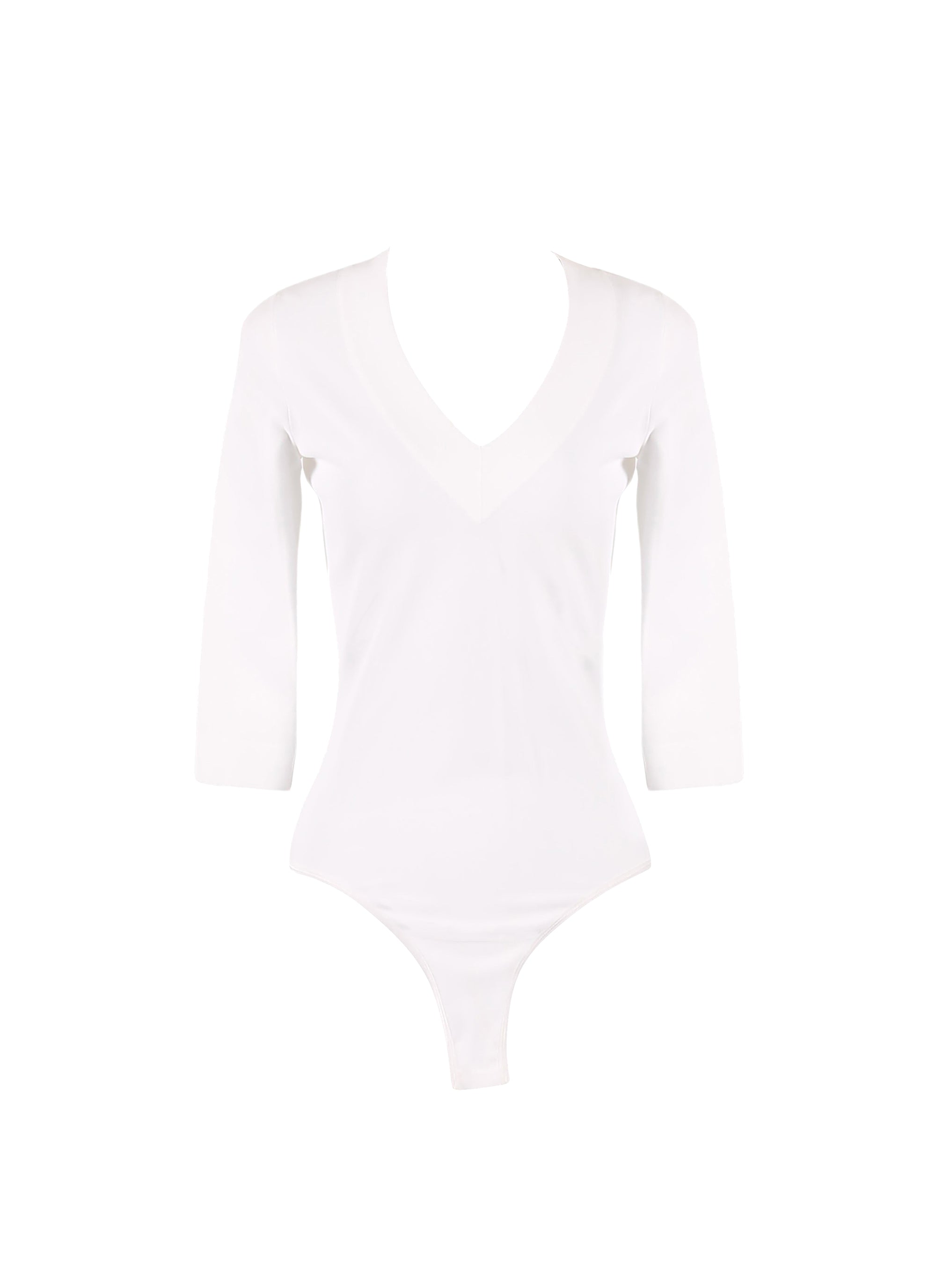 Body col V à manches 3/4 - Blanc