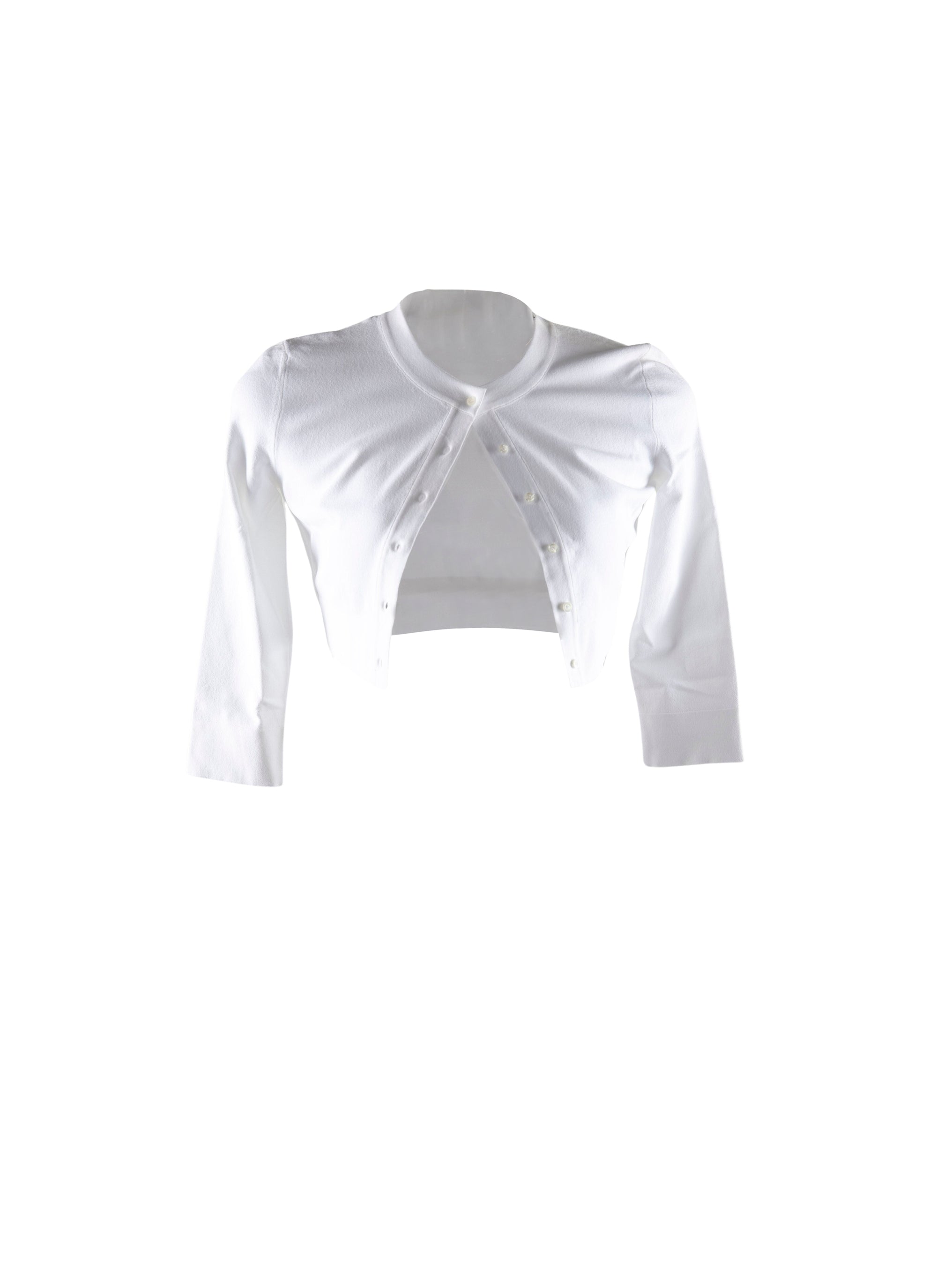 Cardigan court boutonné à manches longues en maille - Blanc neige